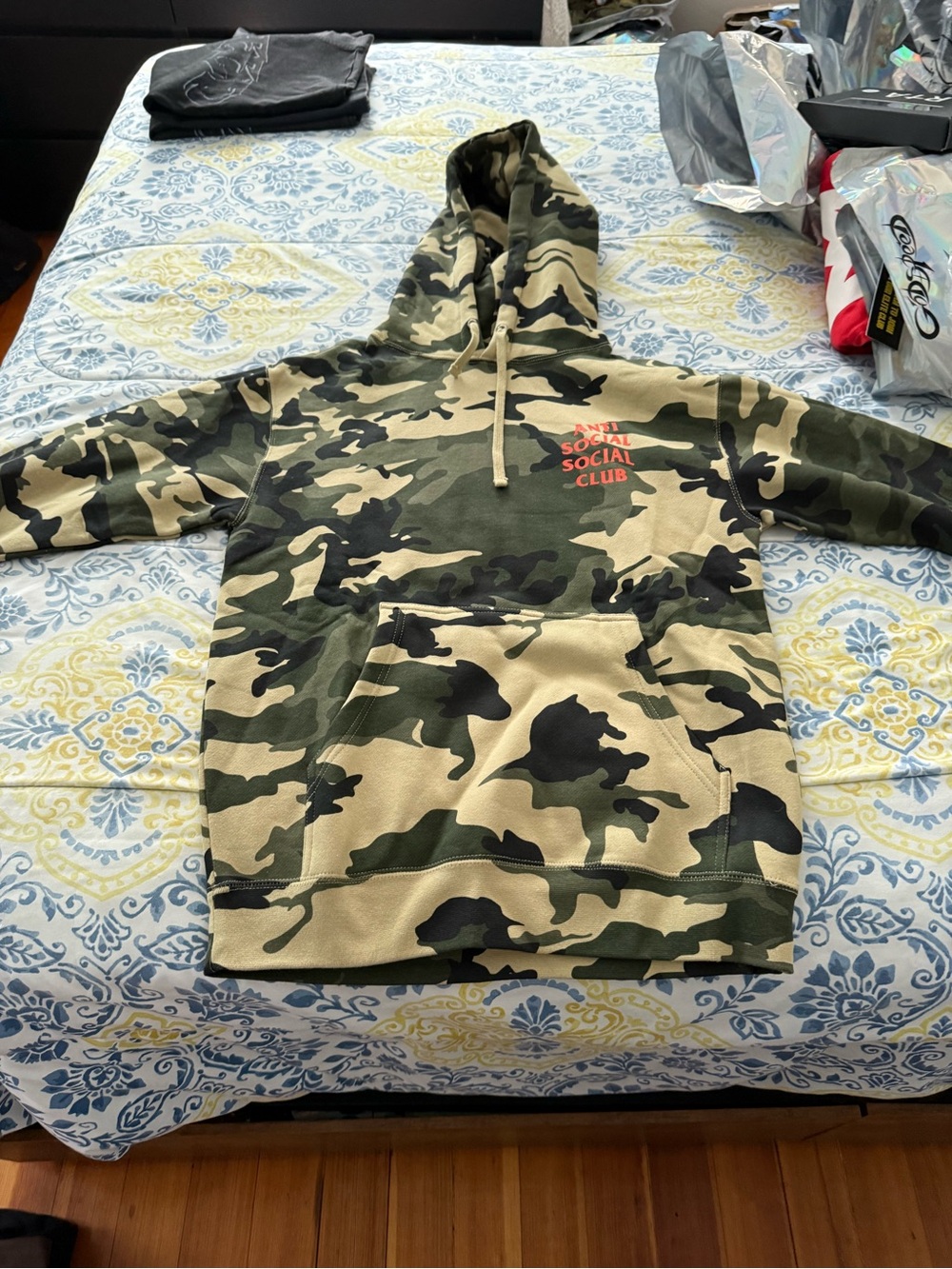 Anti Social Social Men’s Club Camo Hoodie with Red Logo